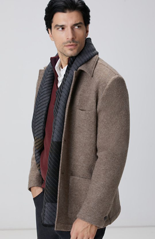 Bej Melanj Yün Ceket