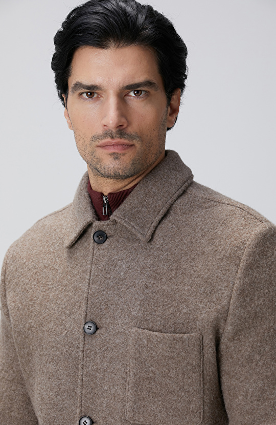 Bej Melanj Yün Ceket