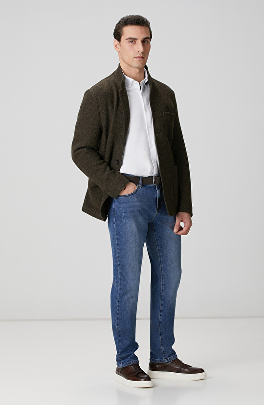 Haki Yün Örme Ceket