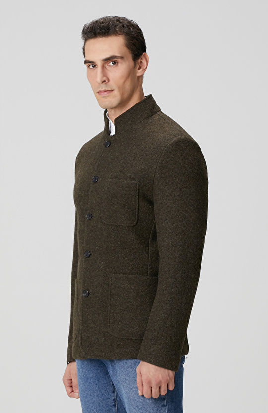 Haki Yün Örme Ceket