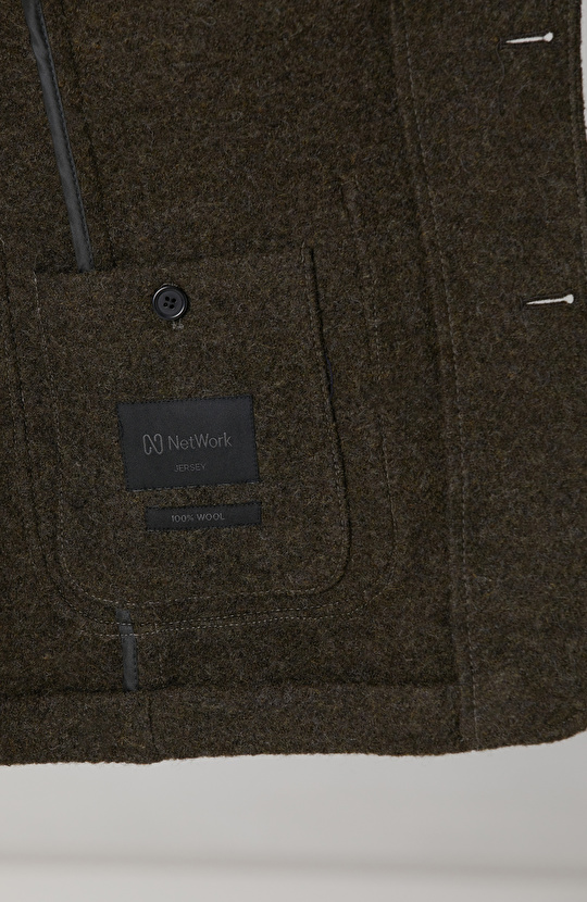 Haki Yün Örme Ceket