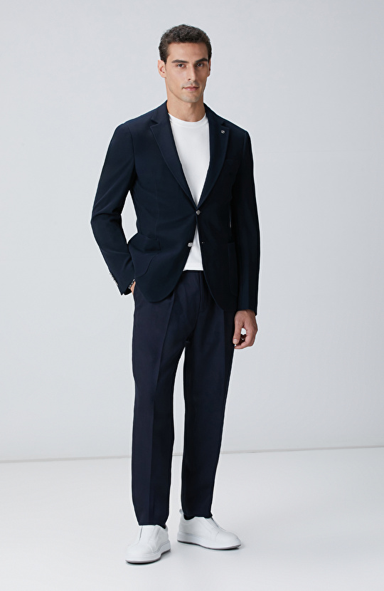 Lacivert Jakarlı Pantolon