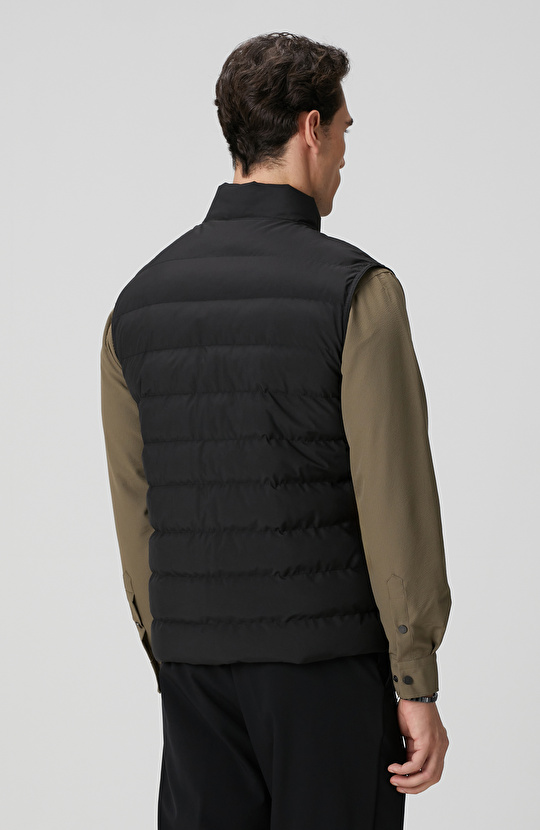 Siyah Ray Kapitoneli Casual Yelek