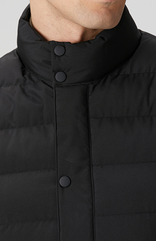 Siyah Ray Kapitoneli Casual Yelek