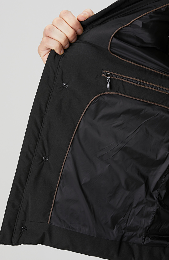 Siyah Ray Kapitoneli Casual Yelek