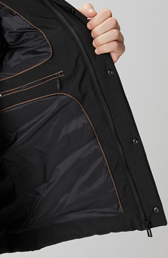 Siyah Ray Kapitoneli Casual Yelek