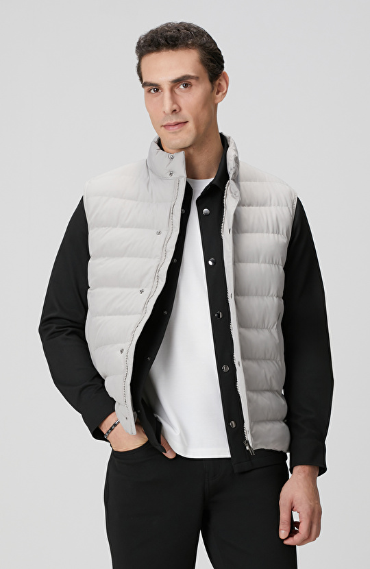 Gri Ray Kapitoneli Casual Yelek
