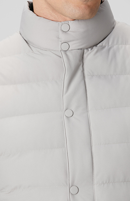 Gri Ray Kapitoneli Casual Yelek