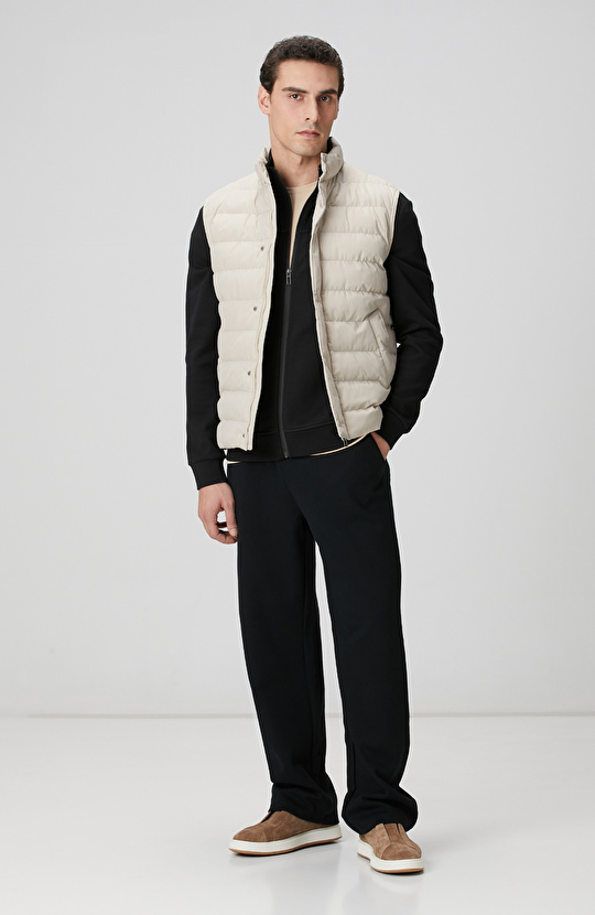 Bej Ray Kapitoneli Casual Yelek