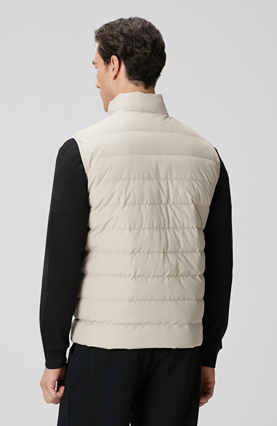 Bej Ray Kapitoneli Casual Yelek