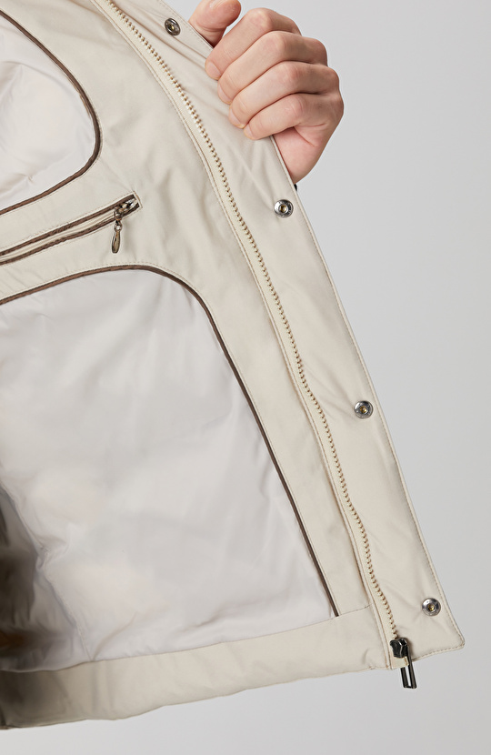 Bej Ray Kapitoneli Casual Yelek