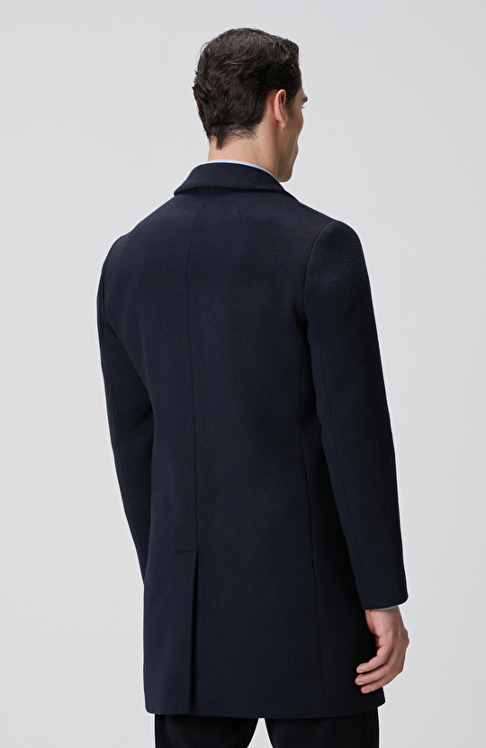 Lacivert Yün Mix Palto