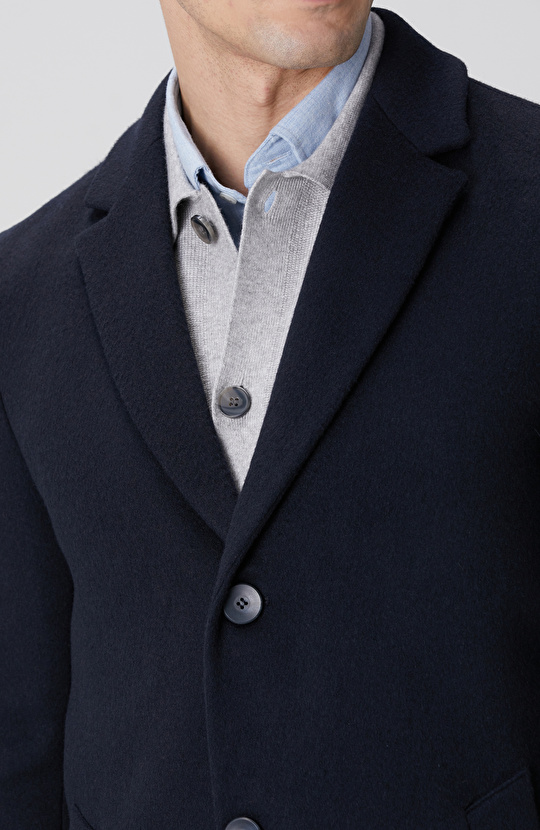 Lacivert Yün Mix Palto