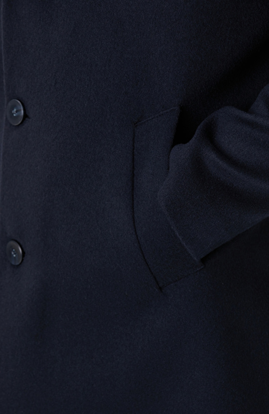 Lacivert Yün Mix Palto