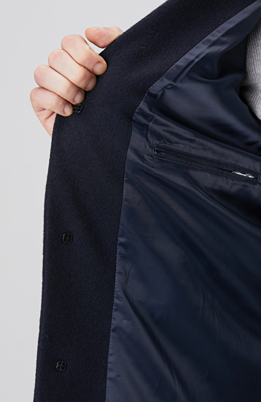 Lacivert Yün Mix Palto