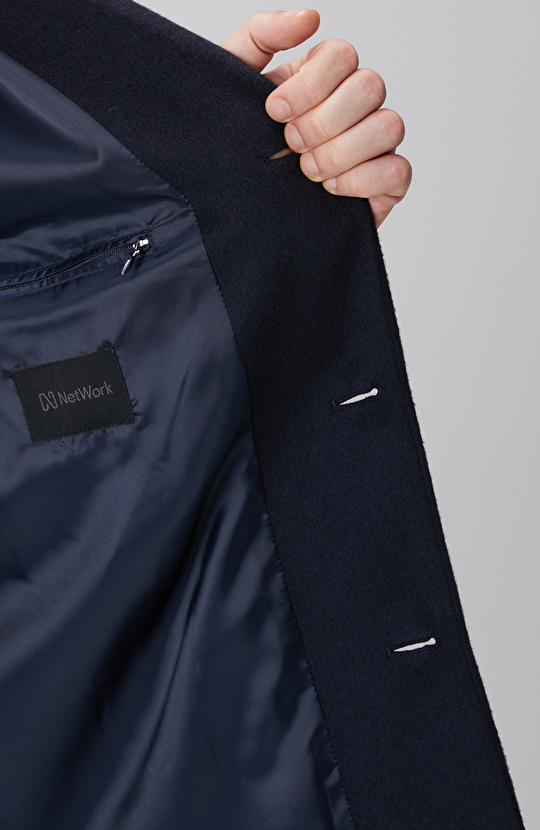 Lacivert Yün Mix Palto