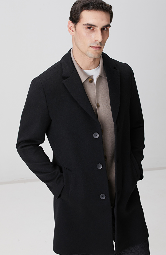 Siyah Yün Mix Palto