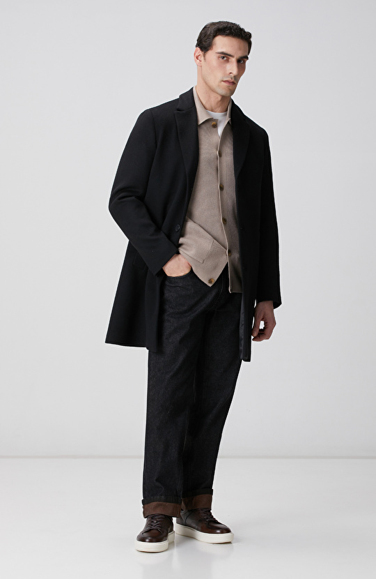 Siyah Yün Mix Palto