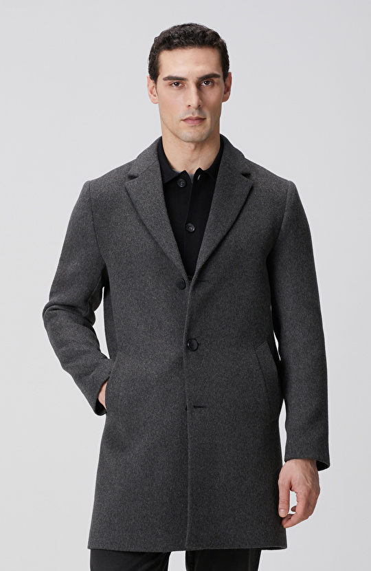Antrasit Yün Mix Palto