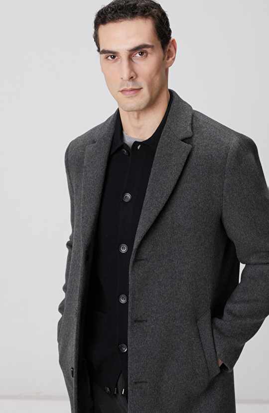Antrasit Yün Mix Palto