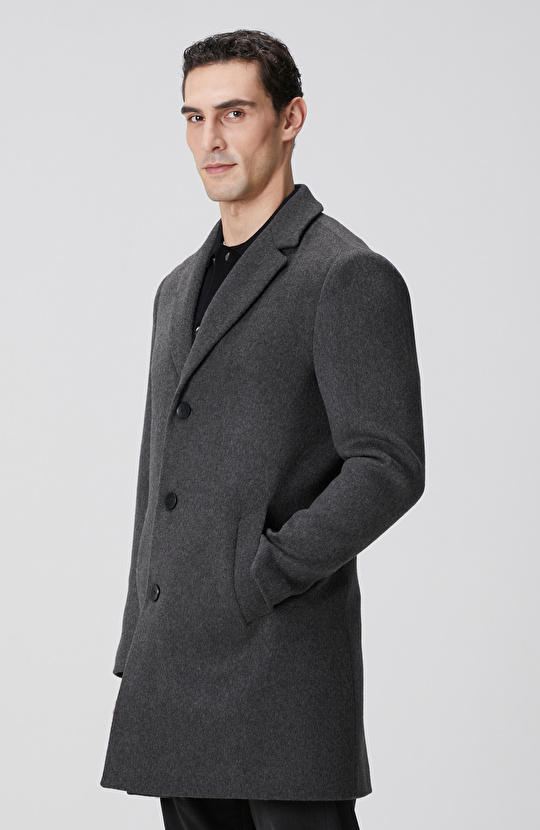 Antrasit Yün Mix Palto