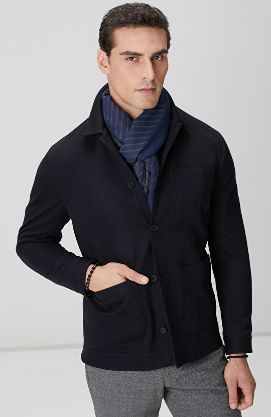 Siyah Yün Mix Dış Gömlek