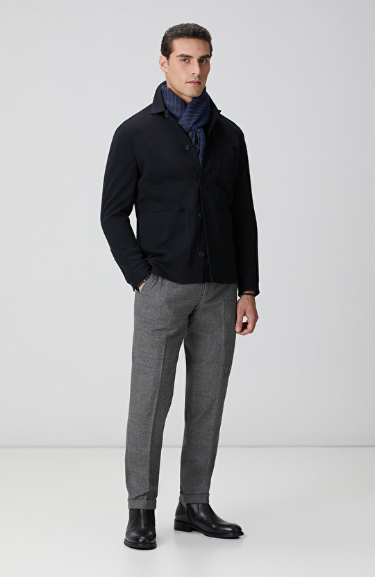 Siyah Yün Mix Dış Gömlek