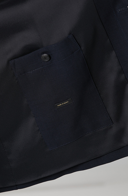 Koyu Lacivert Cep Detaylı Yün Dış Gömlek