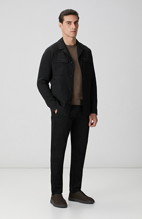 Siyah Cep Detaylı Yün Dış Gömlek