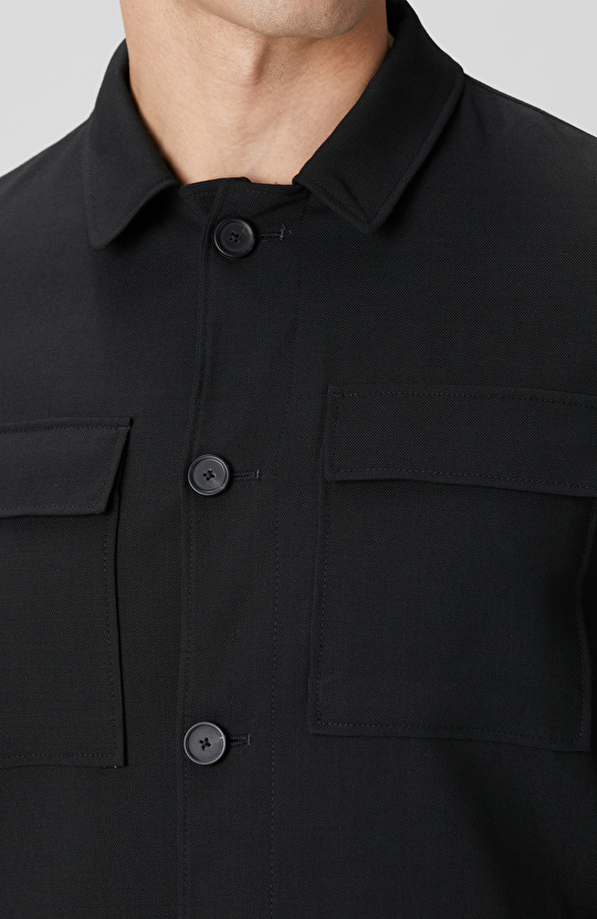 Siyah Cep Detaylı Yün Dış Gömlek