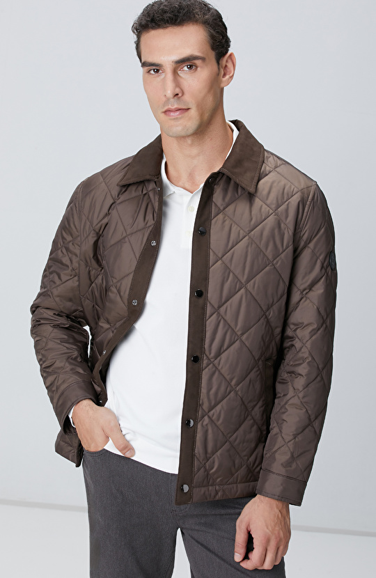 Kahverengi Süet Garnili Coat Ceket