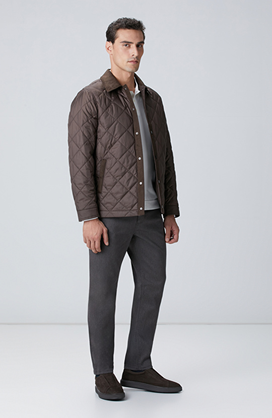 Kahverengi Süet Garnili Coat Ceket