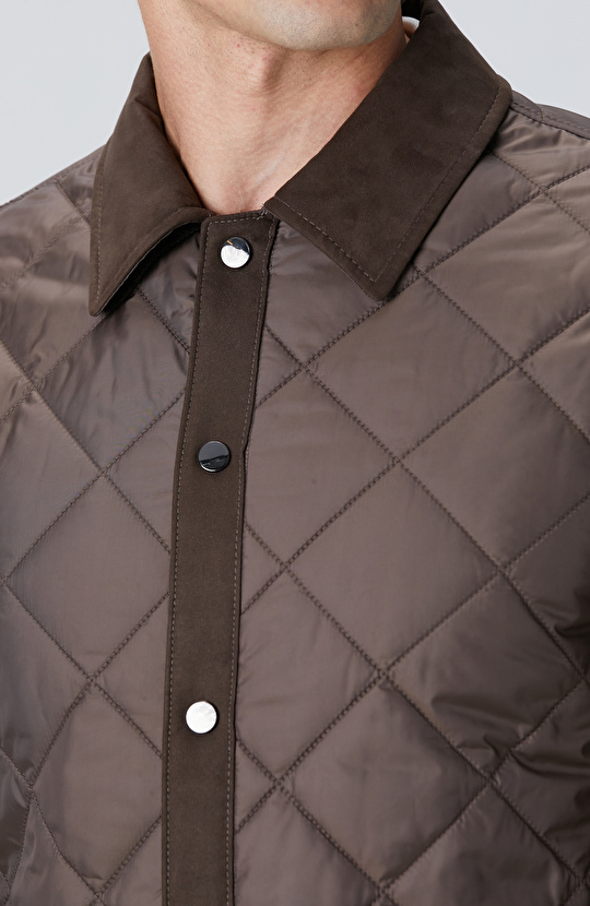 Kahverengi Süet Garnili Coat Ceket