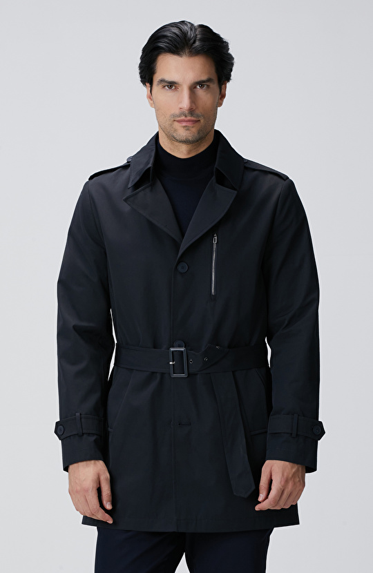 Lacivert Kuşaklı Pardösü