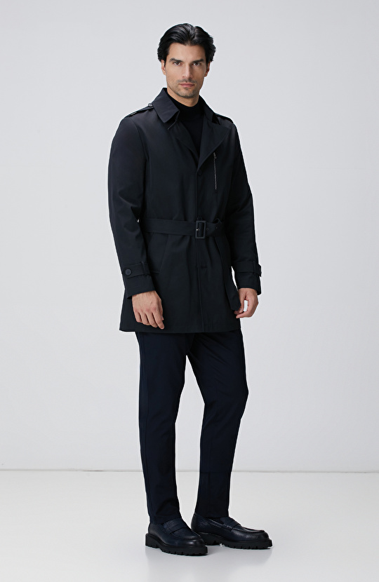 Lacivert Kuşaklı Pardösü