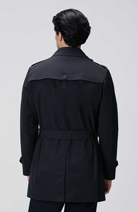 Lacivert Kuşaklı Pardösü