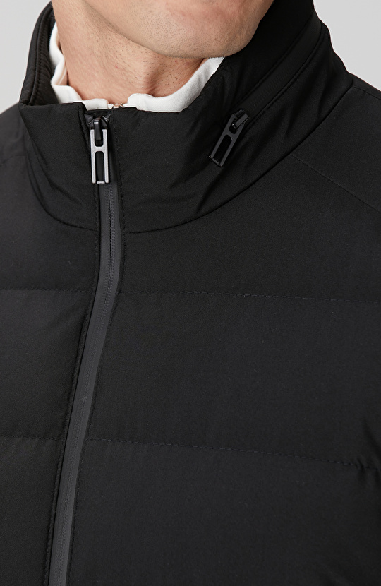 Siyah Su Geçirmez Fermuarlı Casual Kaban