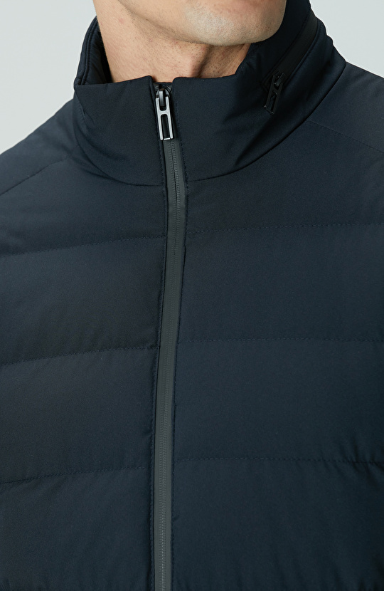 Lacivert Su Geçirmez Fermuarlı Casual Kaban