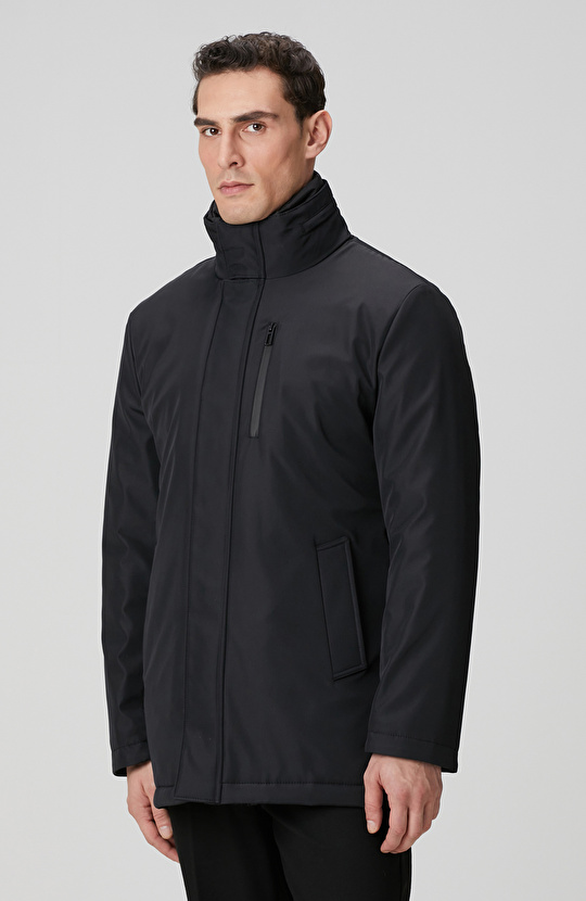 Siyah Dik Yaka Casual Kaban