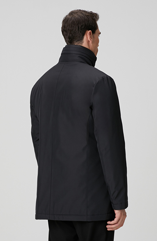 Siyah Dik Yaka Casual Kaban