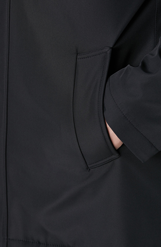 Siyah Dik Yaka Casual Kaban