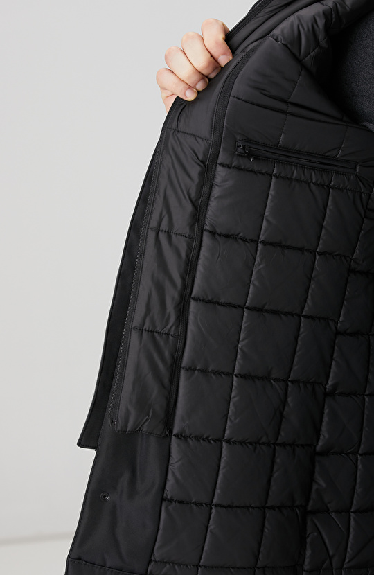 Siyah Dik Yaka Casual Kaban