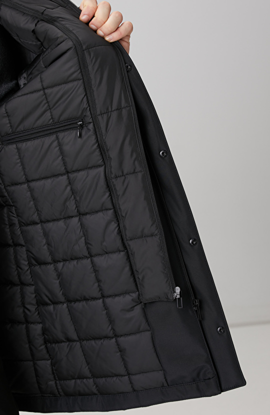 Siyah Dik Yaka Casual Kaban