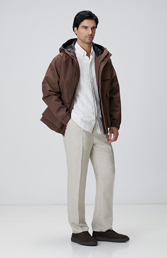 Beyaz Çizgi Desenli Gömlek