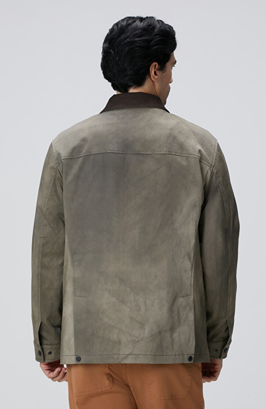 Haki Batik Desenli Coat Ceket