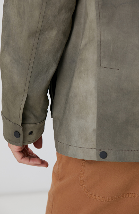 Haki Batik Desenli Coat Ceket