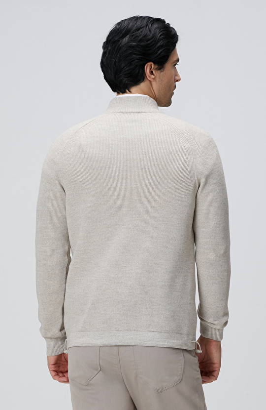 Bej Melanj Yün Karışımlı Kazak