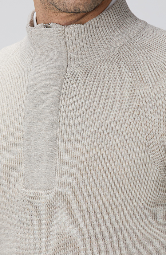 Bej Melanj Yün Karışımlı Kazak