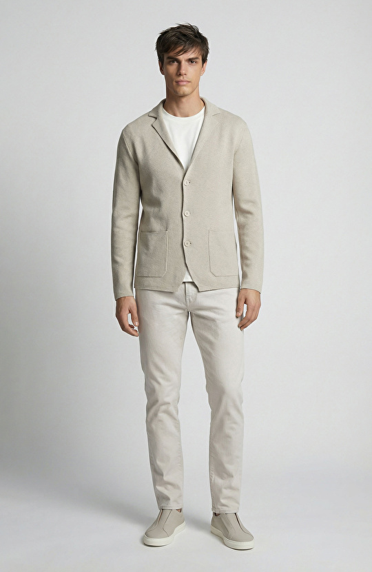 Vizon Yün Karışımlı Triko Ceket