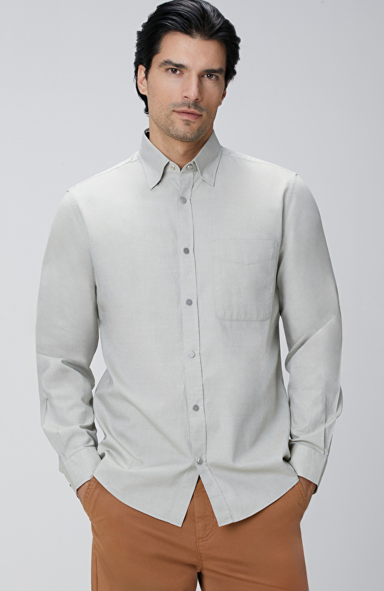 Açık Haki Oxford Gömlek